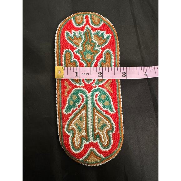 VINTAGE SPARKLING 1940's BELGIUM HAND BEADED EYEGLASSES SUNGLASSES CASE - Picture 3 of 9